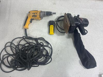 Sears Craftsman Dual Action /Dual Motion sander with bag(Tested),DeWalt DW272 6.3-Amp Drywall Screwdriver(Tested), Stanley IntelliSensor Stud Finder, model 77-110 (Tested)