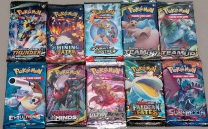 Lot of 10 Pokemon Booster Packs Reproduction Replicas