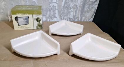 (3) Ceramic Shower Corner Shelves, 7.5" x 7.5" & (1) Mainstays 500W Halogen Floodlight