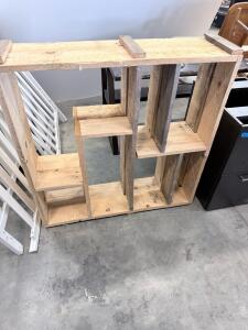 Rustic Wooden Bookshelf with Asymmetrical Compartments, 7 Shelves, 40"x8"x36"