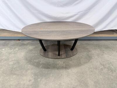Oval Coffee Table, Contemporary, Gray-Brown Finish, Lower Shelf, 47x24x18 in