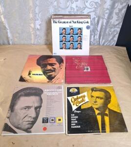 Lot Of 30 Assorted Vintage Vinal Records Including Johnny Cash, Sammy Davis Jr. & Nat King Cole