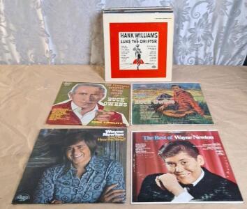 Lot Of 30 Assorted Vintage Vinal Records Including Wayne Newton, Buck Owens & Hank Williams