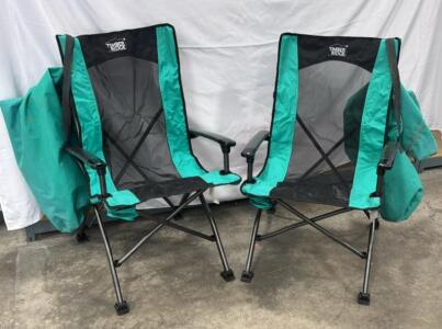 Timber Ridge Folding Camping Chair, 550 lbs Capacity, Green/Black, with Carrying Bag