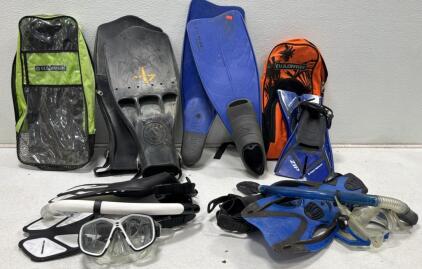 Multi-Brand Snorkel Gear Sets | U.S. Divers, Aqua Sphere Zip Fins, Poi Pounders, Bags, Masks