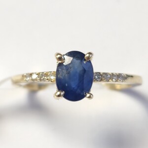 $1960 10K Blue Sapphire(1ct) Diamond(0.05ct) Ring