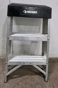 Husky ASL1A-2 Aluminum Step Stool, 26" Height, 300 lb Capacity, ANSI/OSHA Certified