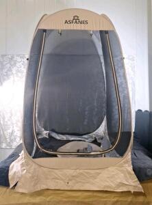 (1) Asfanes Pop Up Sun Pod Shelter W/ Ground Tarp, Stakes & Storage Bag & (1) Air Mattress W/ 12V Air Pump