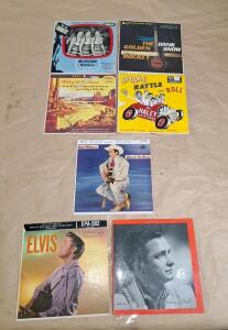 Lot Of (7) Vintage 7" 45-Speed Vinal Records Including Johnny Cash, Elvis & Hank Williams