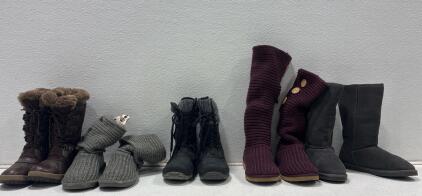 Winter boot Collection. Totes Gemma women's winter boots (Size 7 Med),Bearpaw Knit Tall boots (size 7 women&rsquo;s).The North Face Shellista winter boots ( size 5.5 women&rsquo;s),UGG Women's Classic Cardy knit boots (size 8) Alpine Design grey suede winter boots (s