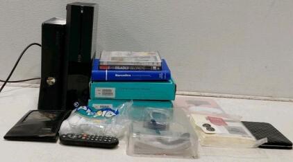 Microsoft Xbox 360 S Slim Console Black w/ Remote, Power Cable, Games, Books, Accessories