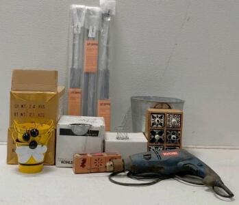 Ryobi Drill (Turns On), Lift Supports, Safety Glasses, and More
