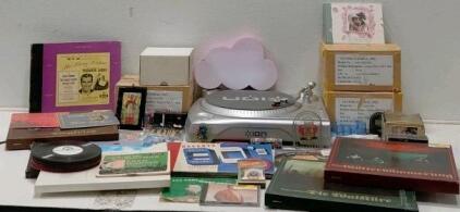 ION Turntable with Vintage Vinyl Record Lot, Frankie Laine & Die Waldfeste Albums Included
