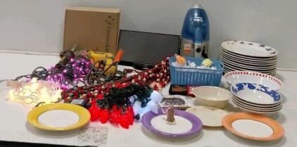 DeWalt VSR Drill (Turns On), Bose (Can't Test, No Cord), Shark Electractor (Cord Stuck, Untested), Holiday Dishes and Decor and More