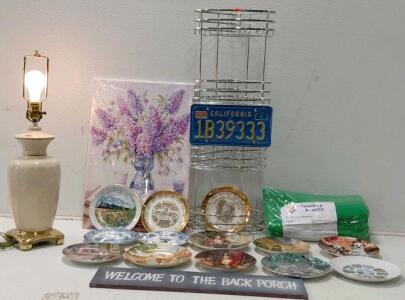 California Blue Plate 1B39333, 13+ Collector Plates, Lamp, Art, Decor Lot&mdash;Vintage & Home Items