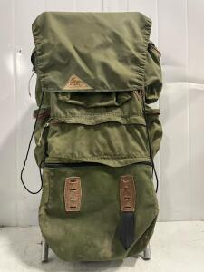 Vintage Kelty External Frame Hiking Backpack, Olive Green, Aluminum Frame, 65L Large Capacity