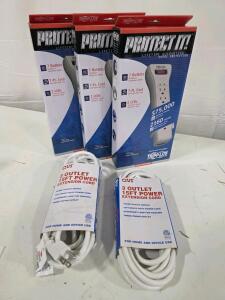 Tripp Lite SUPER7 7-Outlet 2160 Joule Surge Protector + QVS 3-Outlet 15ft Power Extension Cord Bundle