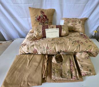 Newcastle Jacquard 21-Piece Queen Bed Set with Comforter, Window Panels & Accent Pillows