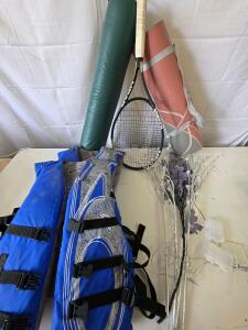 H2O Prestige Type III Adult Universal Life Jacket, Yoga Mat and Elastic Sling, and Lights