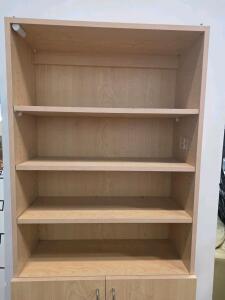 Wooden Bookcase/Storage Cabinet w/doors on Lower 3 Shelves 72" x 30" x 11.5"