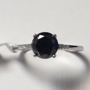 $2740 14K Black Diamond(1.4ct) Diamond(0.05ct) Ring