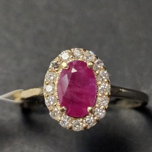 $2115 10K Natural Ruby(1ct) Diamond(0.15ct) Ring