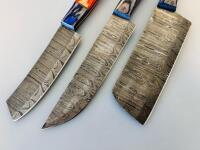 5-Piece Damascus Steel Kitchen Knife Set &ndash; Multicolor Handles, Chef, Cleaver, Utility, Paring - 3