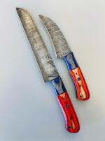 5-Piece Damascus Steel Kitchen Knife Set &ndash; Multicolor Handles, Chef, Cleaver, Utility, Paring - 4