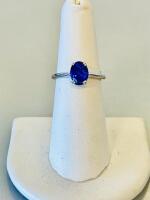 1.70 Ct Oval Tanzanite Solitaire Silver Ring Size 6.5
