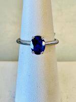 1.70 Ct Oval Tanzanite Solitaire Silver Ring Size 6.5 - 2