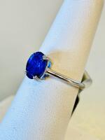 1.70 Ct Oval Tanzanite Solitaire Silver Ring Size 6.5 - 3