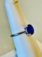 1.70 Ct Oval Tanzanite Solitaire Silver Ring Size 6.5 - 4
