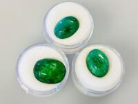 Brazilian Emeralds 10.8Ct 13.6Ct 18.35Ct Oval Cabochon & Mozambique Sapphire 5.4Ct Faceted - 2