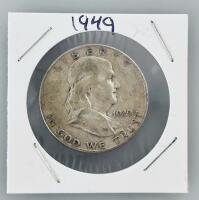 1949 Franklin Half Dollar, 90% Silver, Philadelphia, Circulated, Liberty Bell And Franklin Design