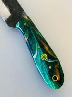 Custom Handmade Tanto Fixed-Blade Knife With Resin Handle And Leather Sheath - 4