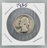 1935 Washington Quarter, 90% Silver, Medium Motto Variety, Circulated Condition