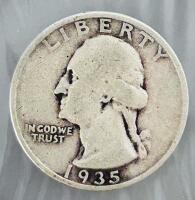 1935 Washington Quarter, 90% Silver, Medium Motto Variety, Circulated Condition - 2