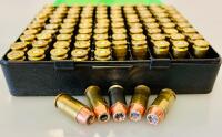 100 rounds mixed brand .40 S&W JHP handgun ammo, brass case, 180gr, in green plastic box - 2