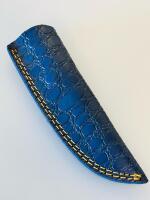 Custom Fixed Blade Knife With Pink Swirl Handle And Embossed Leather Sheath - 5
