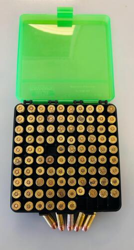 100 Rounds .40 S&W Mixed Brand Hollow Point Ammo, Federal/Winchester/Speer, MTM Box