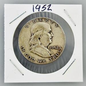 1952 Franklin Half Dollar &ndash; 90% Silver, Philadelphia Mint, Circulated