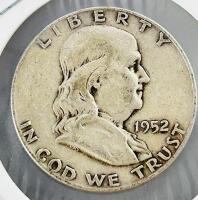 1952 Franklin Half Dollar &ndash; 90% Silver, Philadelphia Mint, Circulated - 2
