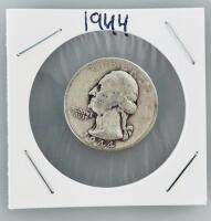 1944 Washington Quarter 90% Silver &ndash; Circulated, Heavy Wear, No Mint Mark