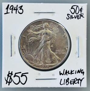 1943 Walking Liberty Half Dollar &bull; 90% Silver &bull; 50&cent; U.S. Coin