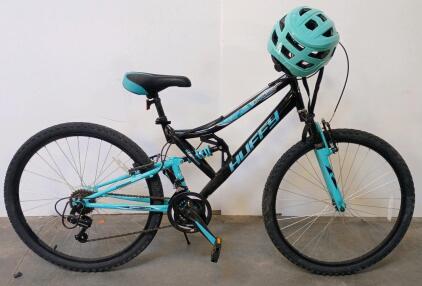 Huffy Trail Runner 24" Mountain Bike, Full Suspension, 18-Speed, Shimano/MicroSHIFT, Helmet