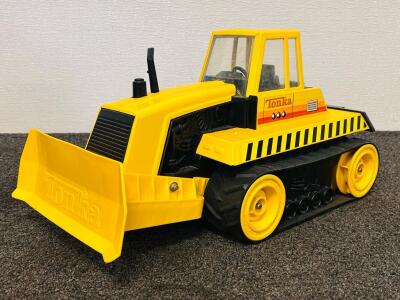 Vintage Tonka Mighty T-9 Bulldozer, 1970s Pressed Steel, 16" Length