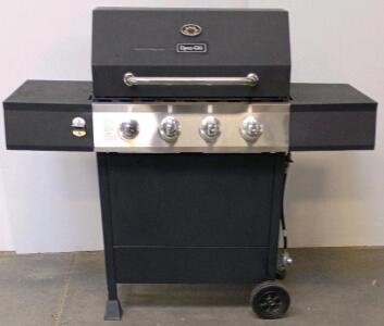 Dyna-Glo 4-Burner Propane Gas Grill With Side Shelves, Built-In Thermometer, BBQ Tongs Included