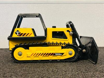 Tonka 1970s Pressed Steel Bulldozer, 12" Yellow with Black Accents