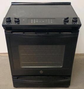 GE Slide-In Electric Range, Black, Smooth-Top, Convection, 5 Burners, Self-Clean, Air Fry