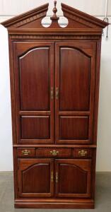 Traditional Cherry-Finish Entertainment Armoire with Power Strip, Slide-Out Tray, Double Doors